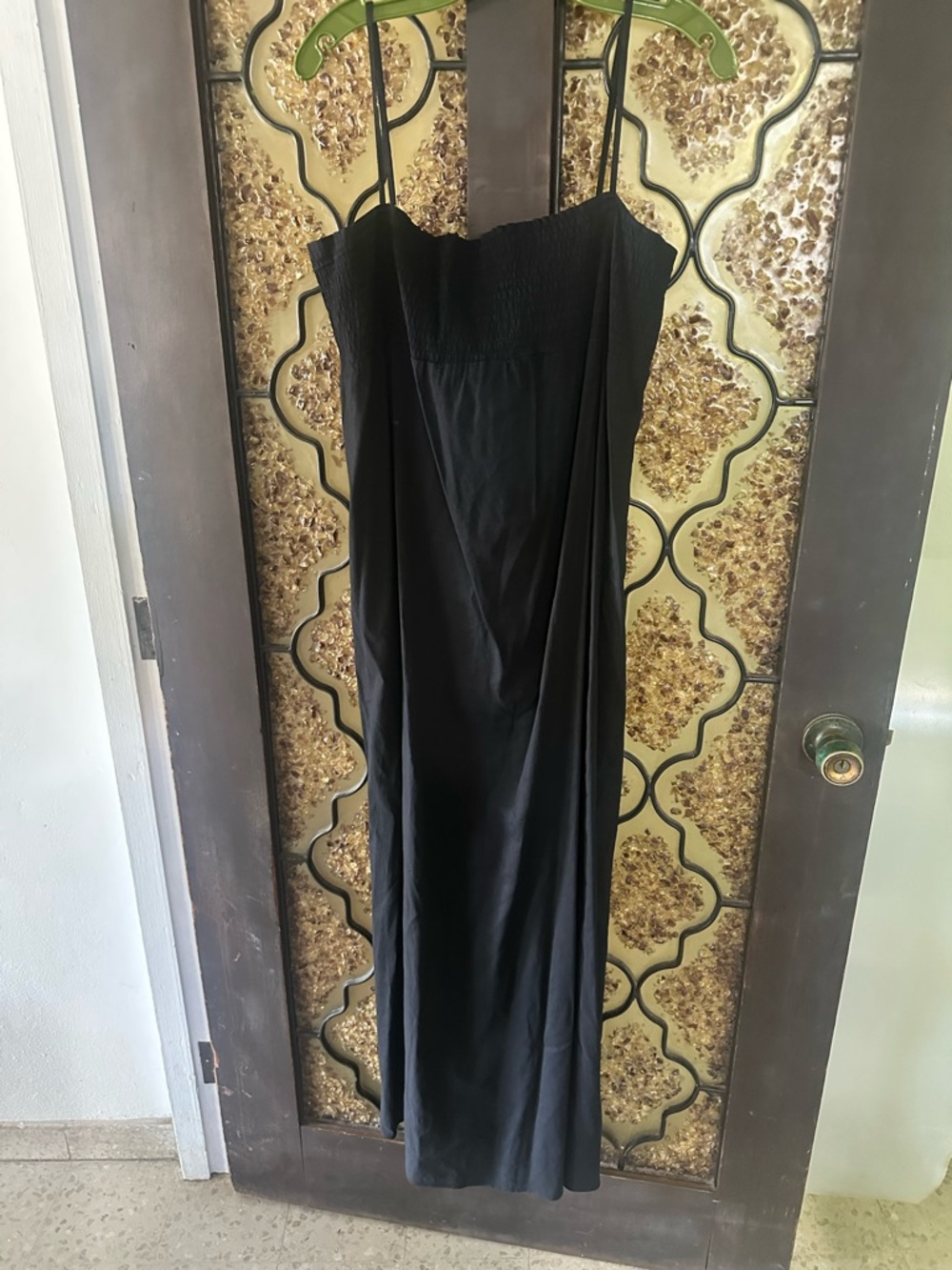 Theory Black Strapless Maxi Dress with Smocked Bodice